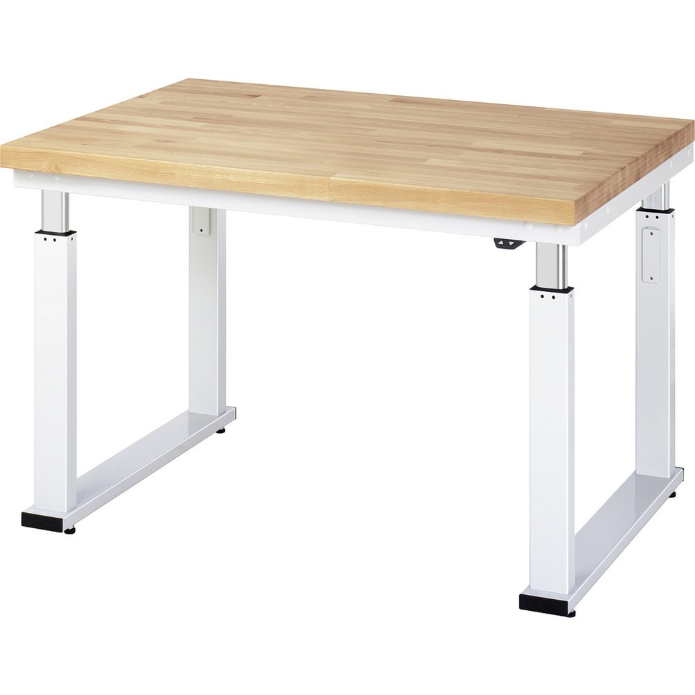 Produktabbildung Nr. 1: RAU elektrisch höhenverstellbare Werkbank Serie adlatus 600, HxBxT 740-1.140 x 1.250 x 900 mm, Arbeitsplatte Buche