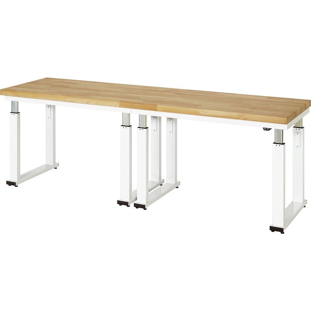Produktabbildung: RAU elektrisch höhenverstellbare Werkbank Serie adlatus 600, HxBxT 740-1.140 x 2.500 x 700 mm, Arbeitsplatte Buche