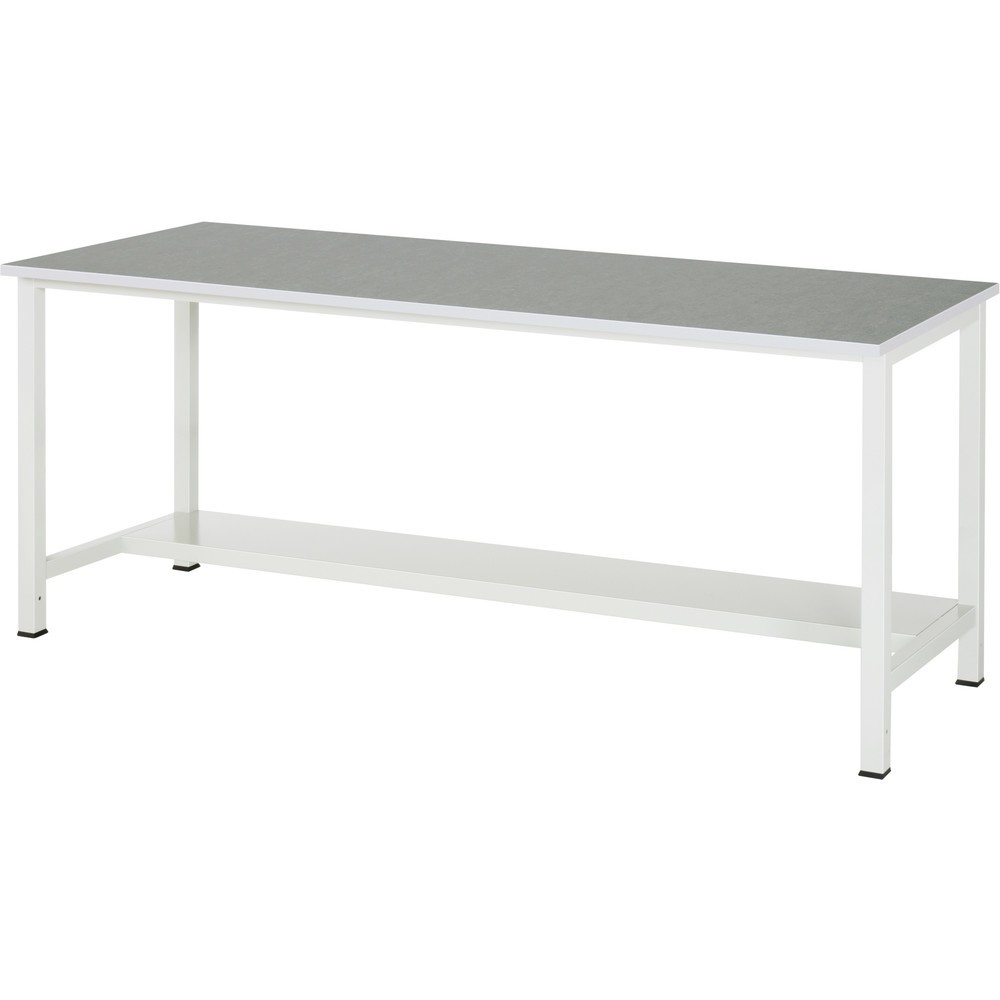Illustration du produit: RAU Établi 900 avec tablette profondeur 320 mm, HxlxP 825 x 2 500 x 800 mm, Plan de travail avec revêtement universel / linoléum