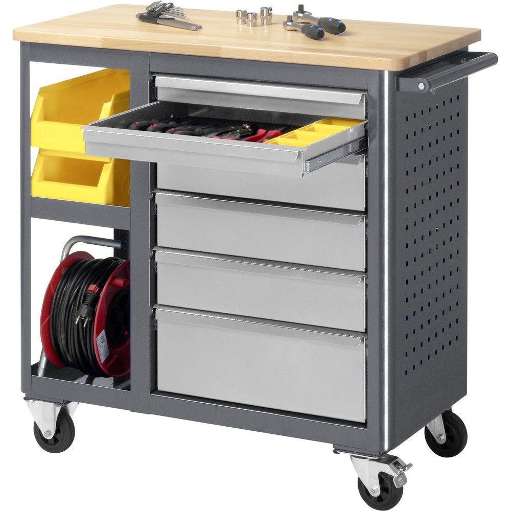 Produktabbildung Nr. 3: RAU Établi à roulettes Série adlatus, HxlxP 950 x 960 x 450 mm, 6 tiroirs 2 x 65, 3 x 125, 1 x 90 mm, plan de travail en hêtre