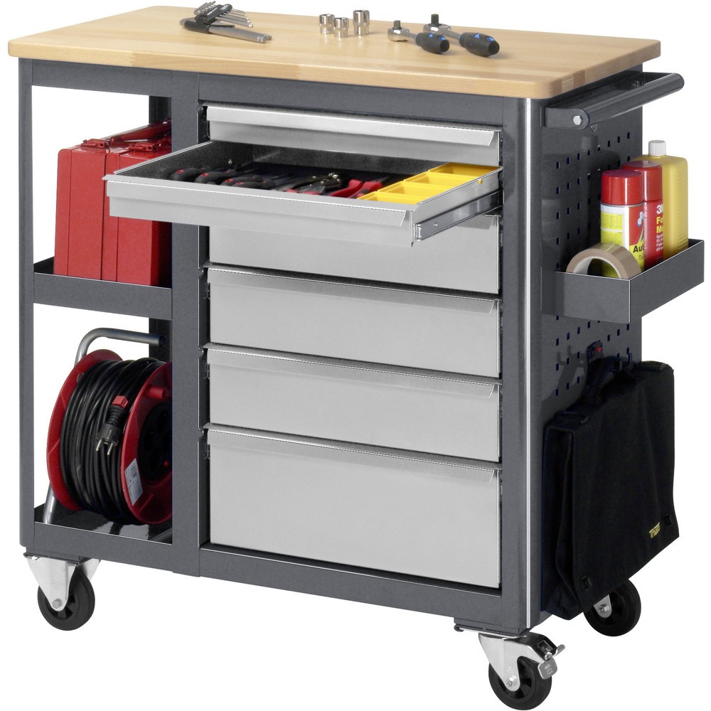 Produktabbildung Nr. 4: RAU Établi à roulettes Série adlatus, HxlxP 950 x 960 x 450 mm, 6 tiroirs 2 x 65, 3 x 125, 1 x 90 mm, plan de travail en hêtre