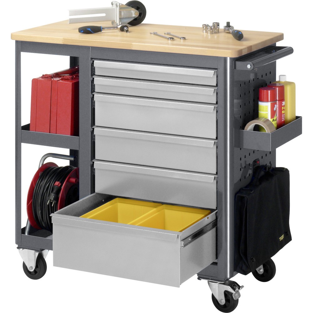 Produktabbildung Nr. 5: RAU Établi à roulettes Série adlatus, HxlxP 950 x 960 x 450 mm, 6 tiroirs 2 x 65, 3 x 125, 1 x 90 mm, plan de travail en hêtre