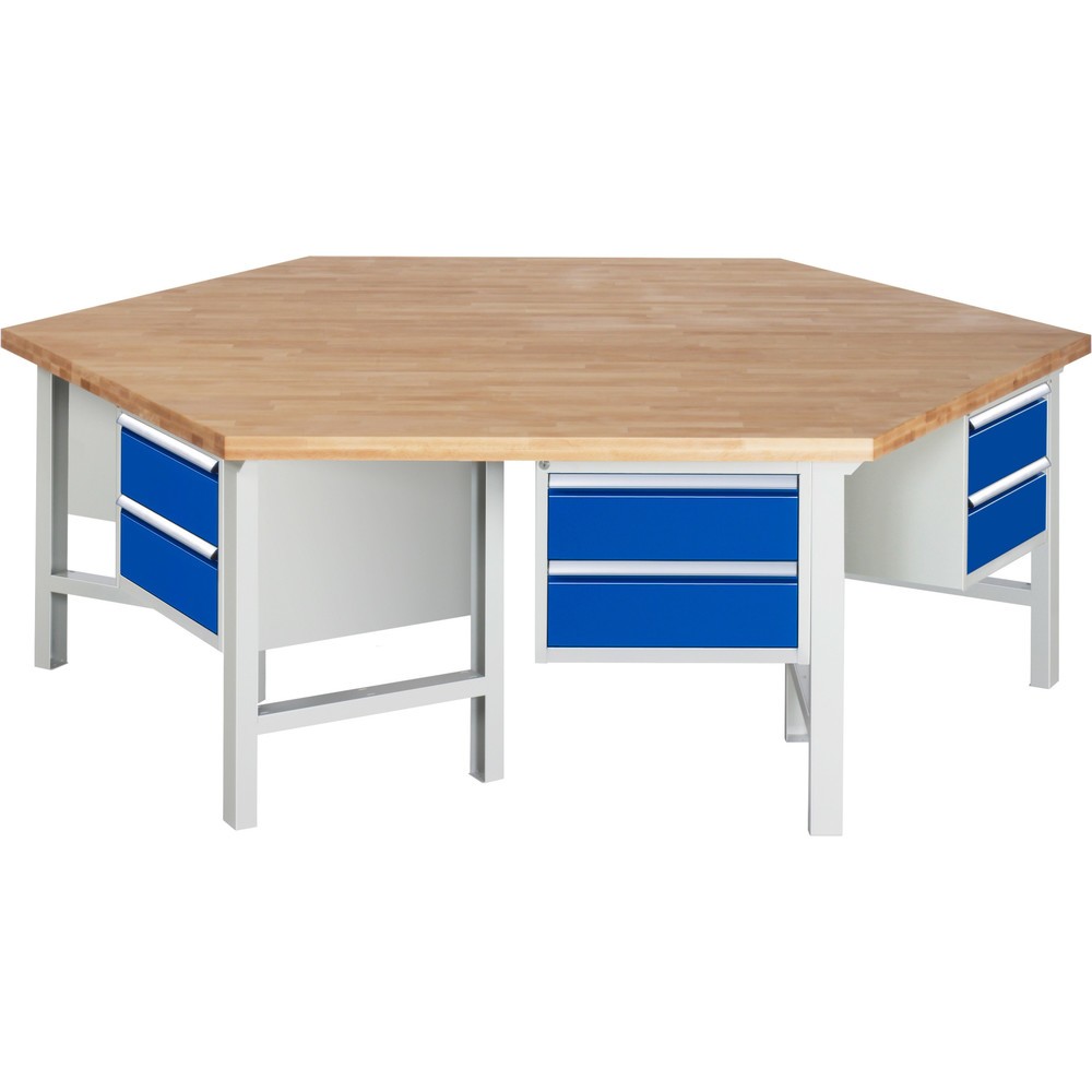 Produktabbildung Nr. 1: RAU Établi de groupe série 4000, HxlxP 790-1 140 x 2 700 x 2 340 mm, 6 caissons sous plateau, avec 2 tiroirs chacun