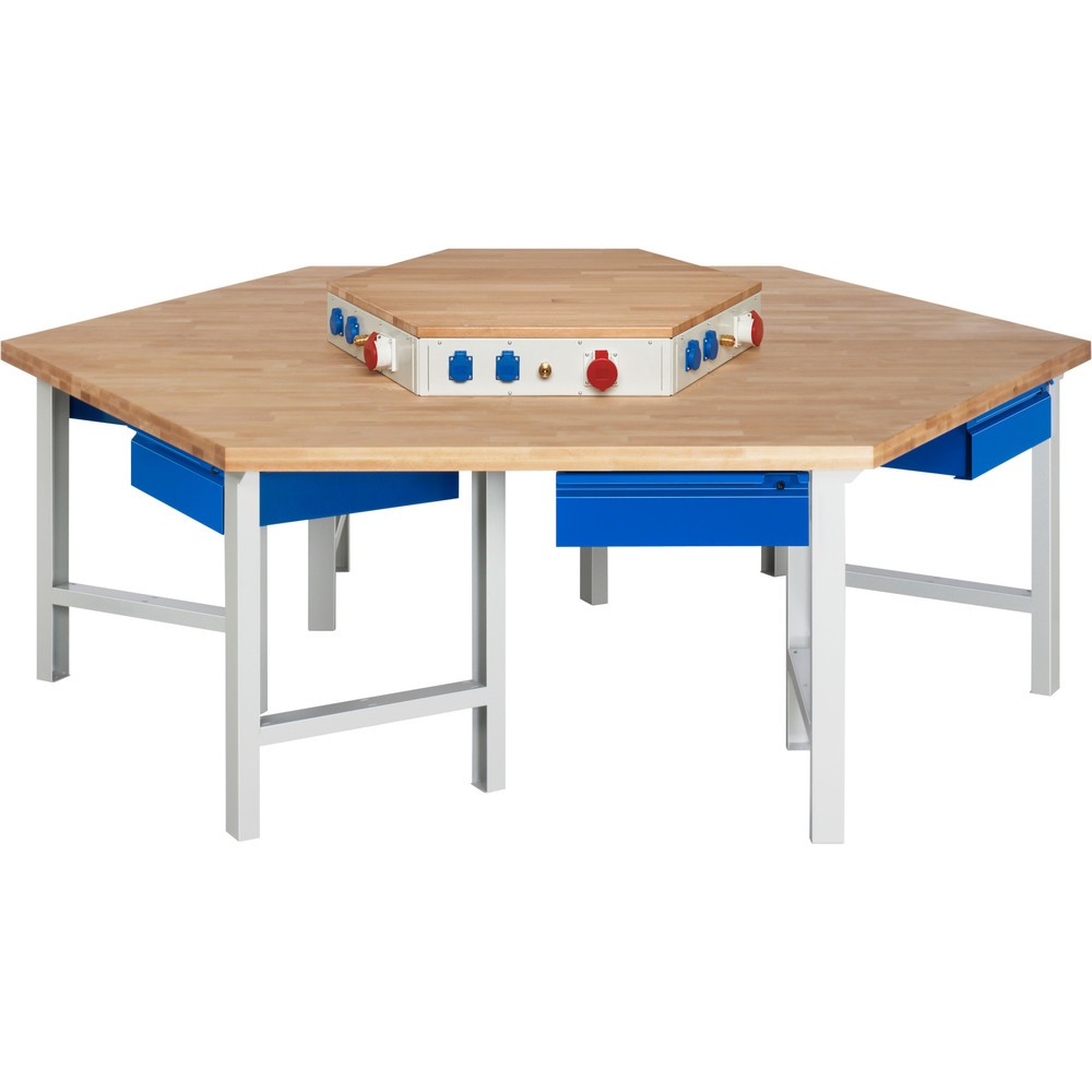 Produktabbildung Nr. 1: RAU Établi de groupe série 4000, rehausse d'alimentation, HxlxP 790-1 140 x 2 700 x 2 340 mm, 6 tiroirs avec rebord de poignée