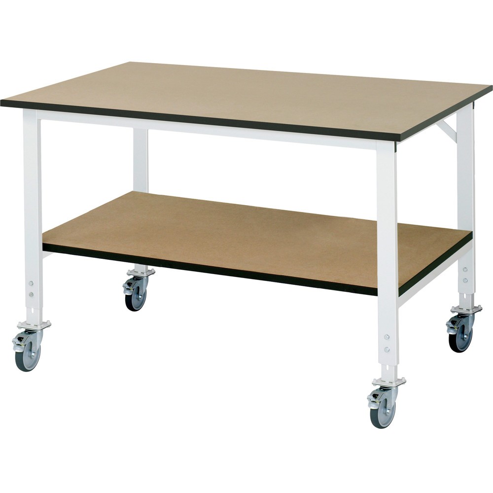 Produktabbildung Nr. 1: RAU Établi mobile réglable en hauteur série TOM avec tablette profondeur 795 mm, hauteur 910-1 230 mm, lxP 1 500 x 1 000 mm, Plan de travail en MDF
