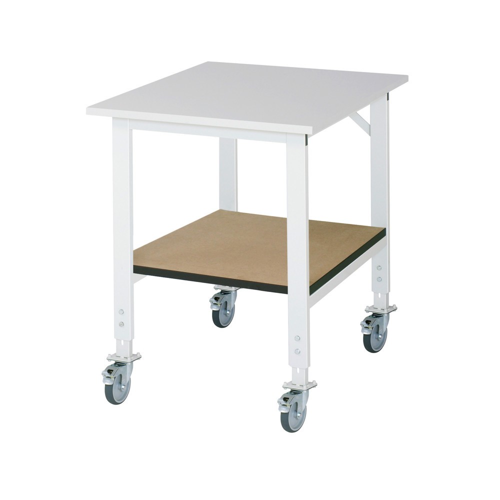 Produktabbildung Nr. 1: RAU Table de travail mobile réglable en hauteur Série TOM avec tablette profondeur 795 mm, hauteur 910-1.230 mm, lxP 750 x 1 000 mm, plan de travail avec revêtement en mélamine
