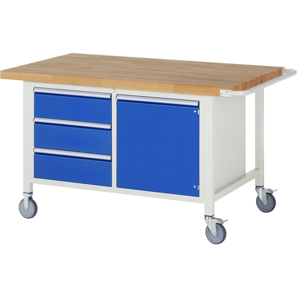Produktabbildung Nr. 1: RAU Établi mobile série 8000, HxlxP 880 x 1 500 x 900 mm, 1 double caisson sous plateau, avec 3 tiroirs et 1 porte battante