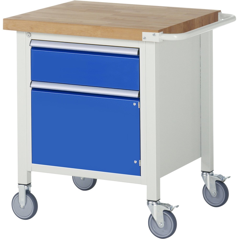 Illustration du produit: RAU établi mobile série 8000, 1 caisson, 1 porte, HxlxP 880-1 080 x 750 x 700 mm, 1 tiroir 1 x 180 mm