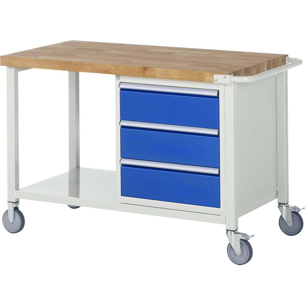 Produktabbildung Nr. 1: RAU Établi mobile série 8000, 1 tablette, HxlxP 880 x 1 250 x 700 mm, 3 tiroirs extractibles à 100 % 3 x 180 mm, capacité de charge des tiroirs 100 kg