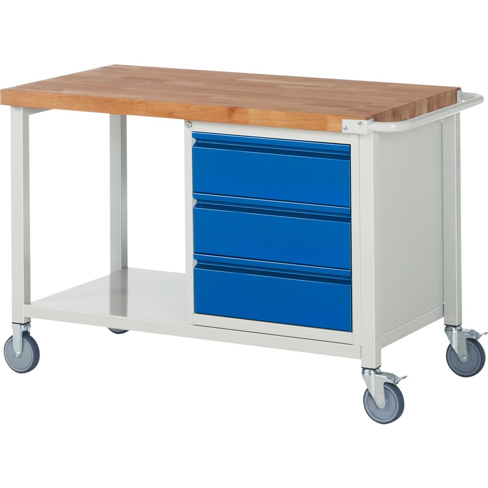 Produktabbildung Nr. 1: RAU Établi mobile série 8000, 1 caisson, HxlxP 880 x 1 250 x 700 mm, 3 tiroirs 3 x 180 mm, capacité de charge des tiroirs 100 kg, 1 tablette profondeur 650 mm
