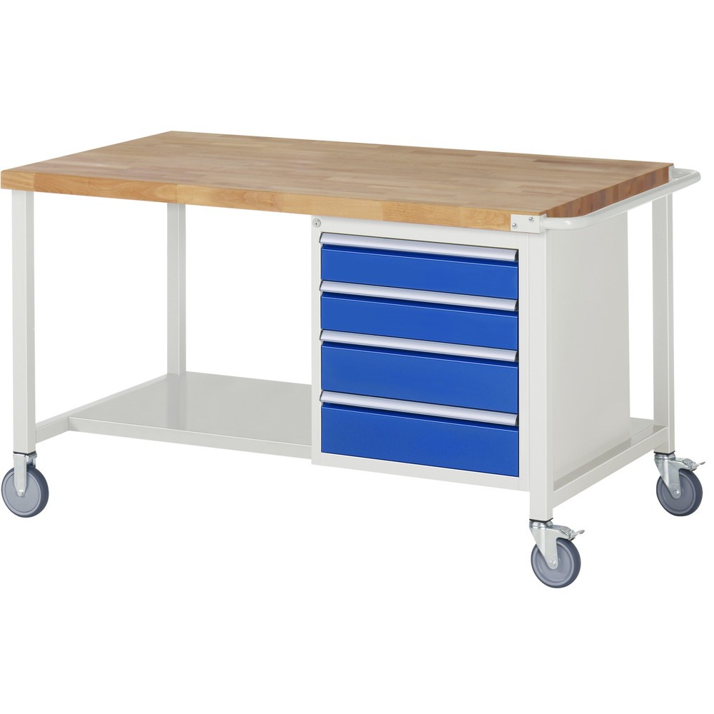 Produktabbildung Nr. 1: RAU Établi mobile série 8000, HxlxP 880 x 1 500 x 900 mm, 1 caisson sous plateau, avec 4 tiroirs