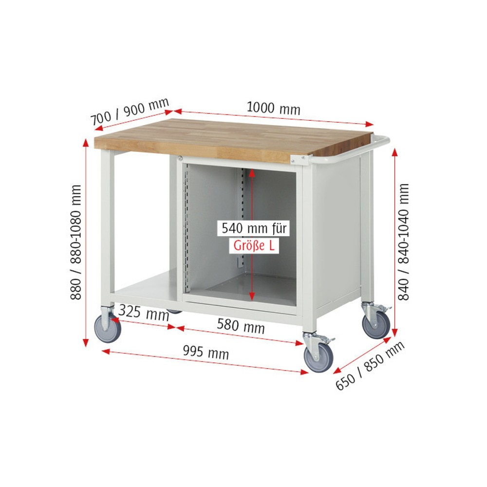 Produktabbildung Nr. 4: RAU Établi mobile série 8000, 1 tablette, HxlxP 880 x 1 000 x 900 mm, 5 tiroirs extractibles à 100 %, capacité de charge des tiroirs 100 kg