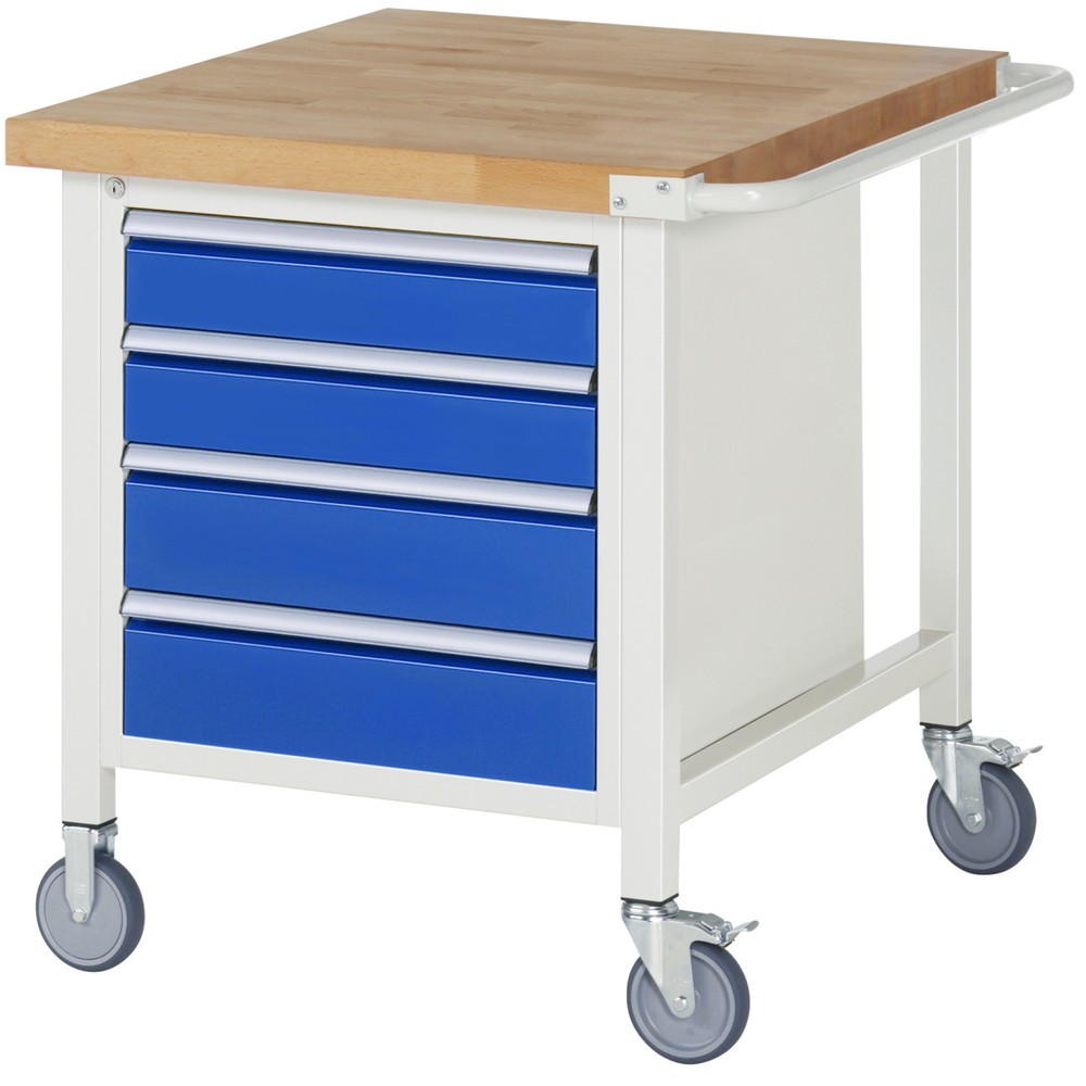 Illustration du produit: RAU Établi mobile série 8000, HxlxP 880 x 750 x 900 mm, 1 caisson sous plateau, avec 4 tiroirs