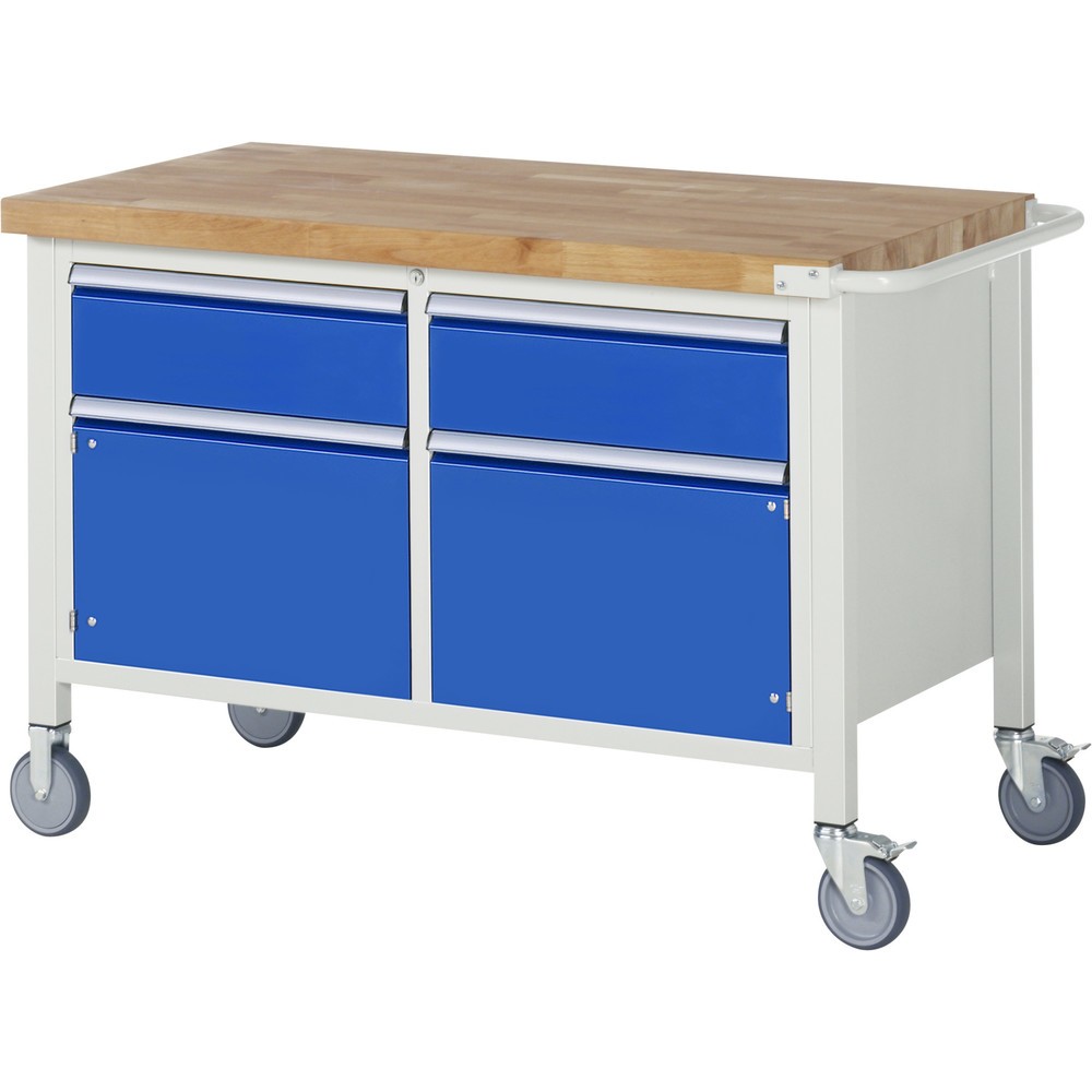 Produktabbildung Nr. 1: RAU Établi mobile série 8000, HxlxP 880 x 1 250 x 700 mm, 1 double caisson sous plateau, avec 2 tiroirs et 2 portes battantes
