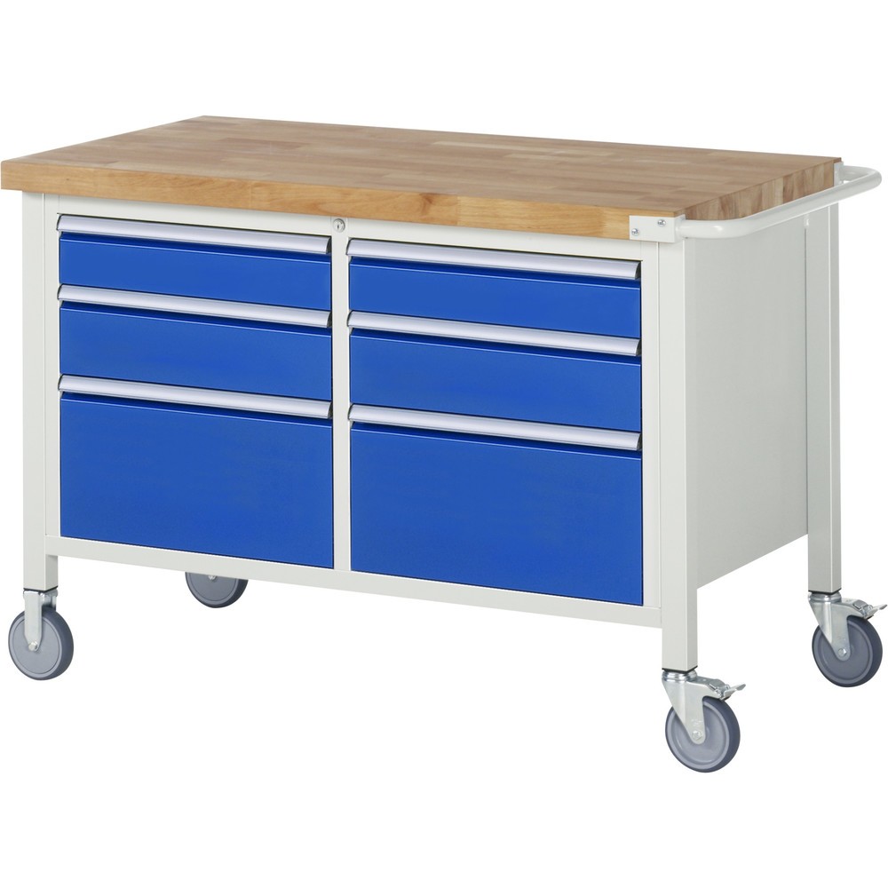 Produktabbildung Nr. 1: RAU Établi mobile série 8000, 1 double caisson, HxlxP 880-1 080 x 1 250 x 700 mm, 6 tiroirs extractibles à 90 %