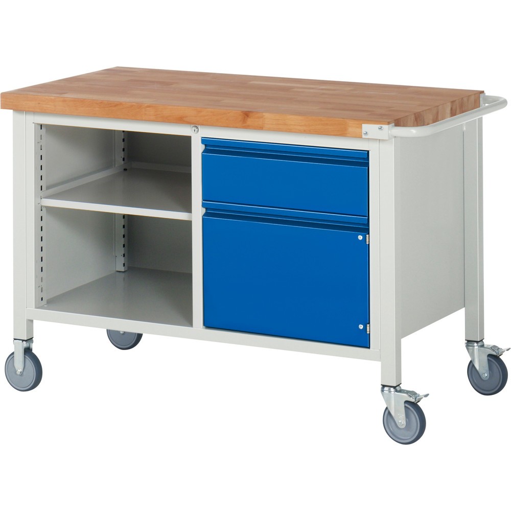 Produktabbildung Nr. 1: RAU Établi mobile série 8000, 1 caisson double, 1 tablette, 1 porte battante, HxlxP 880 x 1 250 x 700 mm, 1 tiroir 1 x 180 mm