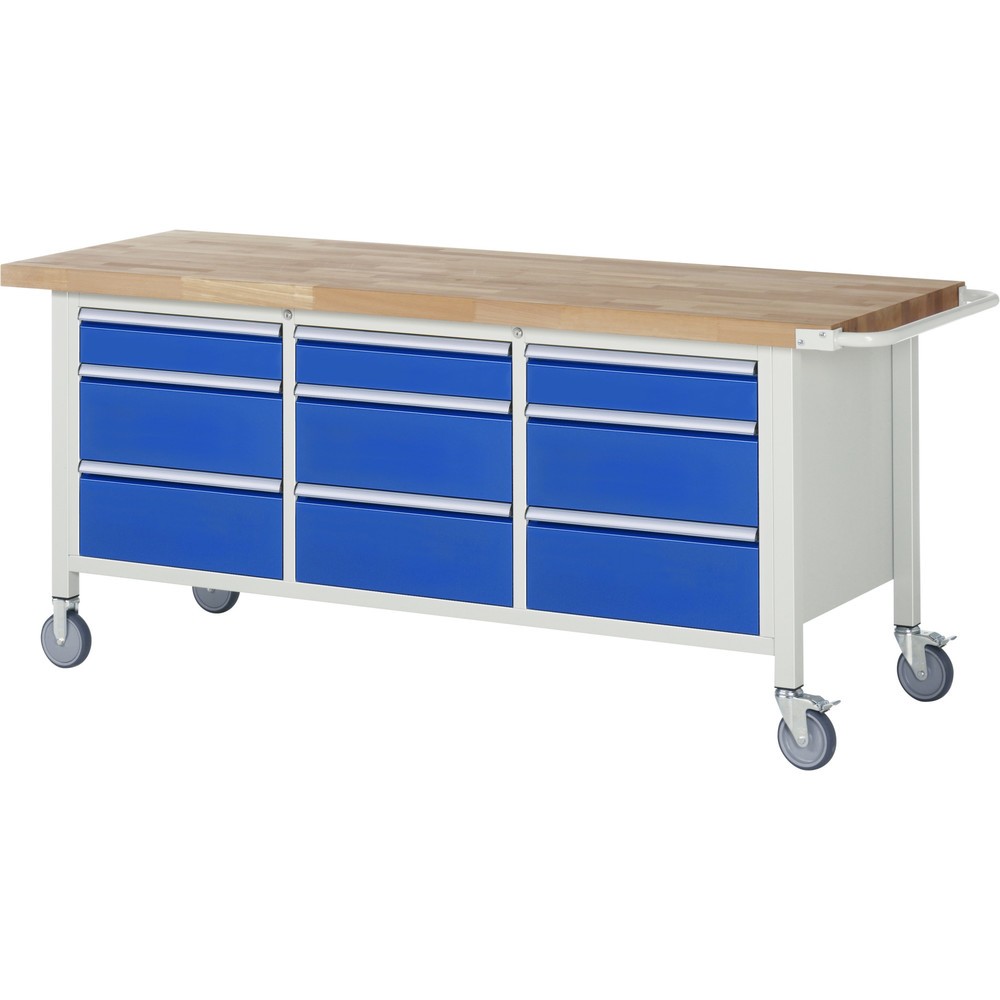 Produktabbildung Nr. 1: RAU Établi mobile série 8000, 1 caisson triple, HxlxP 880 x 2 000 x 700 mm, 9 tiroirs