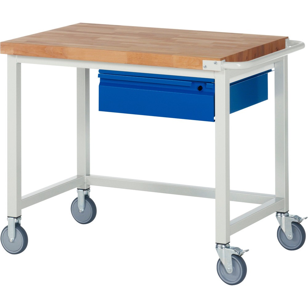 Produktabbildung Nr. 1: RAU Établi mobile série 8000, Plan de travail en hêtre massif, épaisseur 40 mm, HxlxP 880 x 1 000 x 700 mm, 1 tiroir 1 x 150 mm