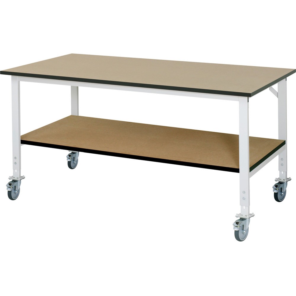 Illustration du produit: RAU Table de travail mobile réglable en hauteur Série TOM, HxlxP 760-1 080 x 2 500 x 1 000 mm, plan de travail en MDF