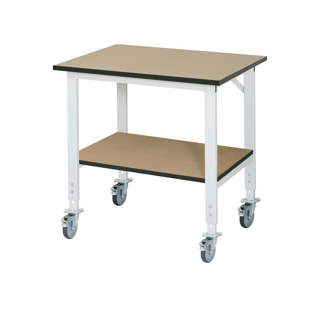 Illustration du produit: RAU Table de travail mobile réglable en hauteur Série TOM, HxlxP 760-1 080 x 1 000 x 800 mm, plan de travail en MDF