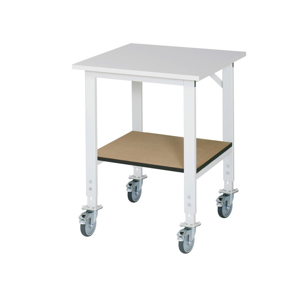 Illustration du produit: RAU Table de travail mobile réglable en hauteur Série TOM, HxlxP 760-1 080 x 750 x 800 mm, plan de travail avec revêtement en mélamine