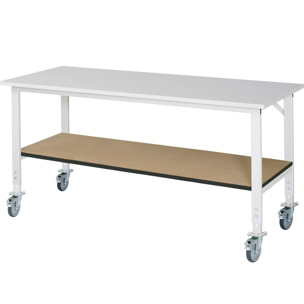 Produktabbildung Nr. 1: RAU Établi mobile réglable en hauteur Série TOM, HxlxP 760-1 080 x 2 500 x 800 mm, plan de travail avec revêtement en mélamine