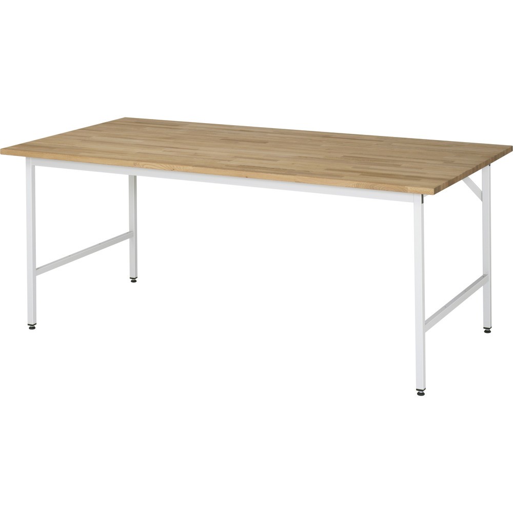Illustration du produit: RAU Établi réglable en hauteur série JERRY, HxlxP 800-850 x 2 500 x 1 000 mm, Plan de travail en hêtre massif