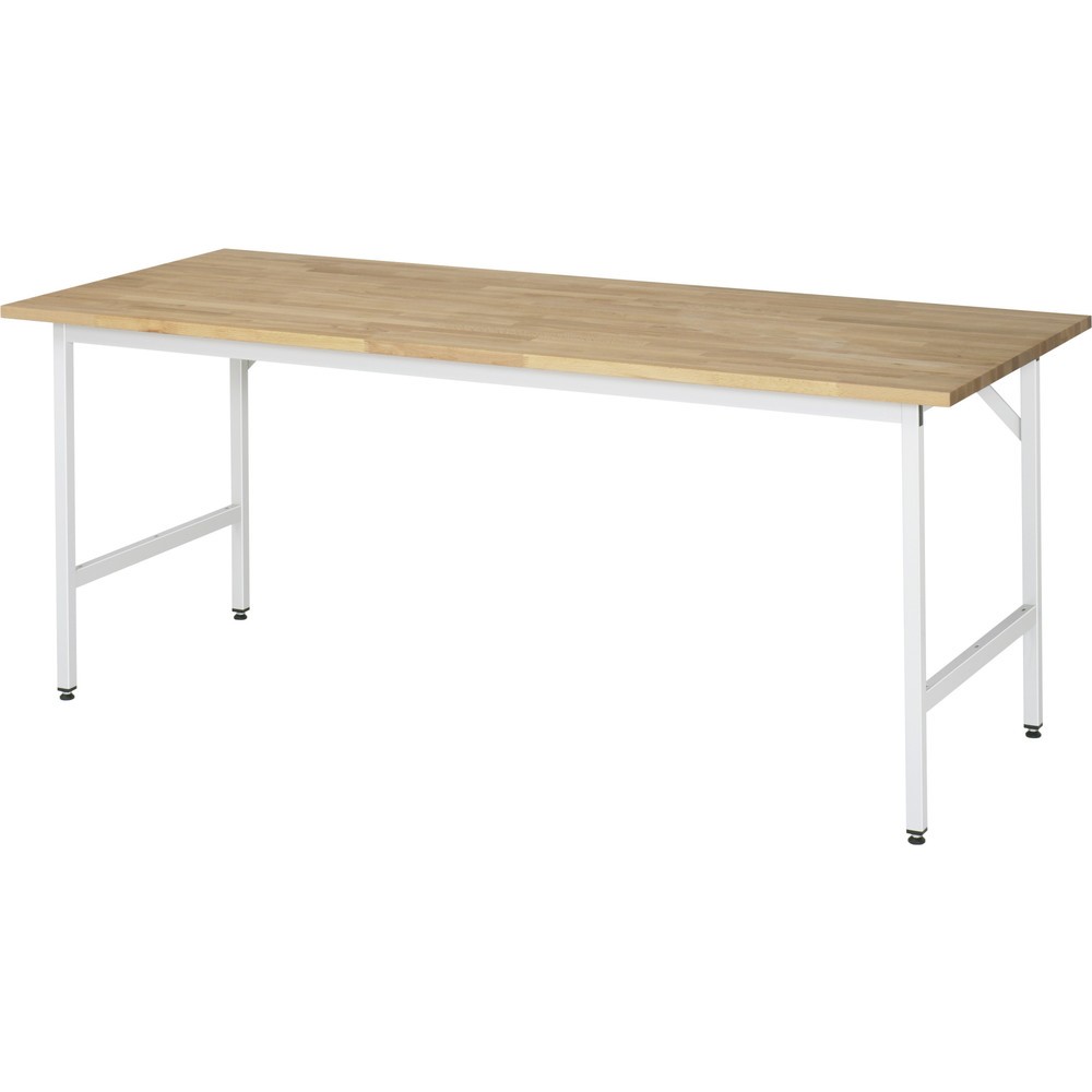 Illustration du produit: RAU Établi réglable en hauteur série JERRY, HxlxP 800-850 x 2 500 x 800 mm, Plan de travail en hêtre massif