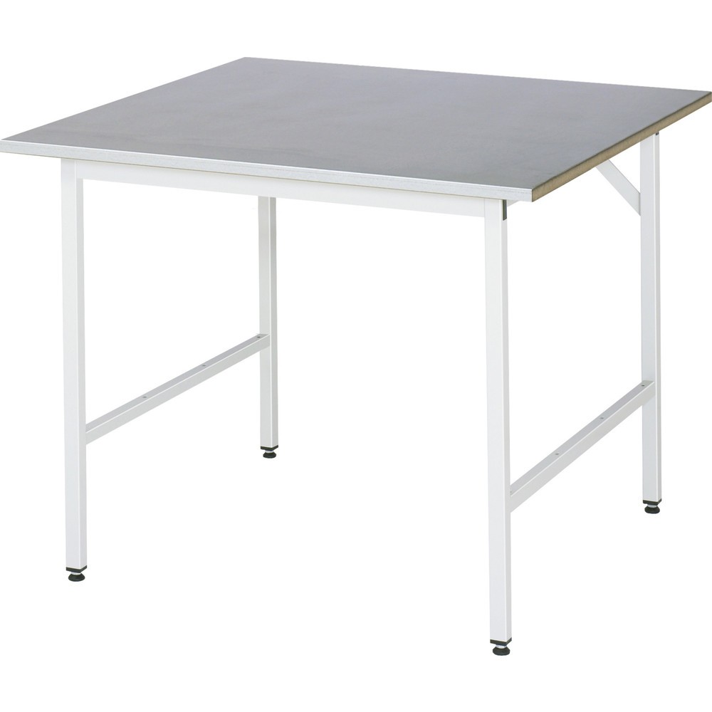 Produktabbildung Nr. 1: RAU Établi réglable en hauteur série JERRY, HxlxP 800-850 x 1 000 x 1 000 mm, Plan de travail avec revêtement en tôle d'acier inoxydable