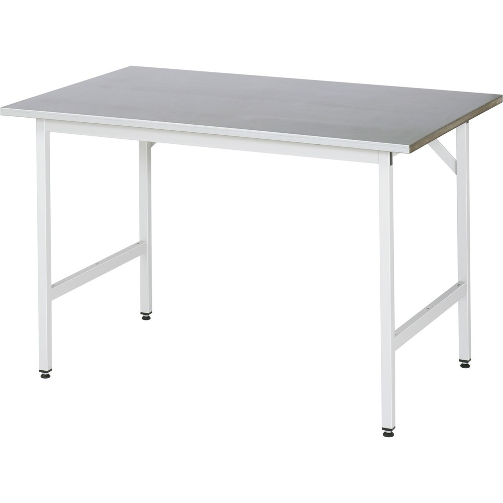Illustration du produit: RAU Établi réglable en hauteur série JERRY, HxlxP 800-850 x 1 250 x 800 mm, Plan de travail avec revêtement en tôle d'acier inoxydable