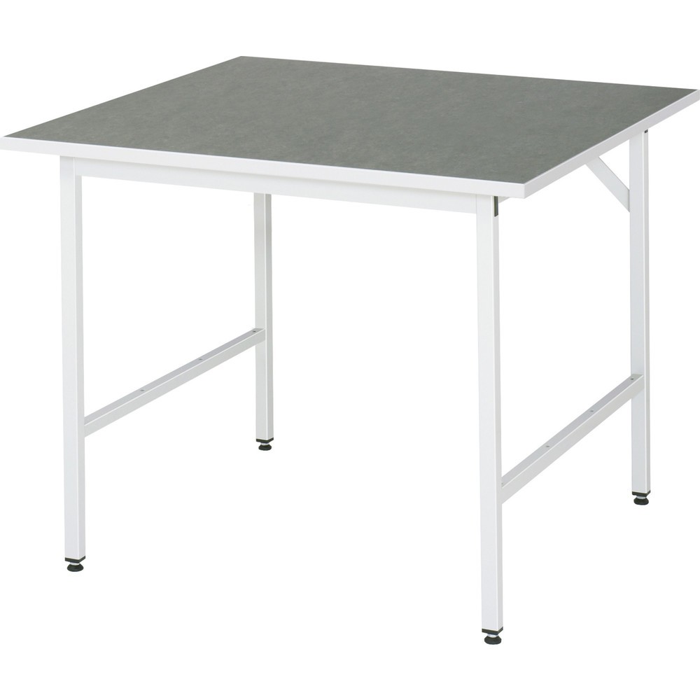 Illustration du produit: RAU Établi réglable en hauteur série JERRY, HxlxP 800-850 x 1 000 x 1 000 mm, Plan de travail avec revêtement universel / linoléum