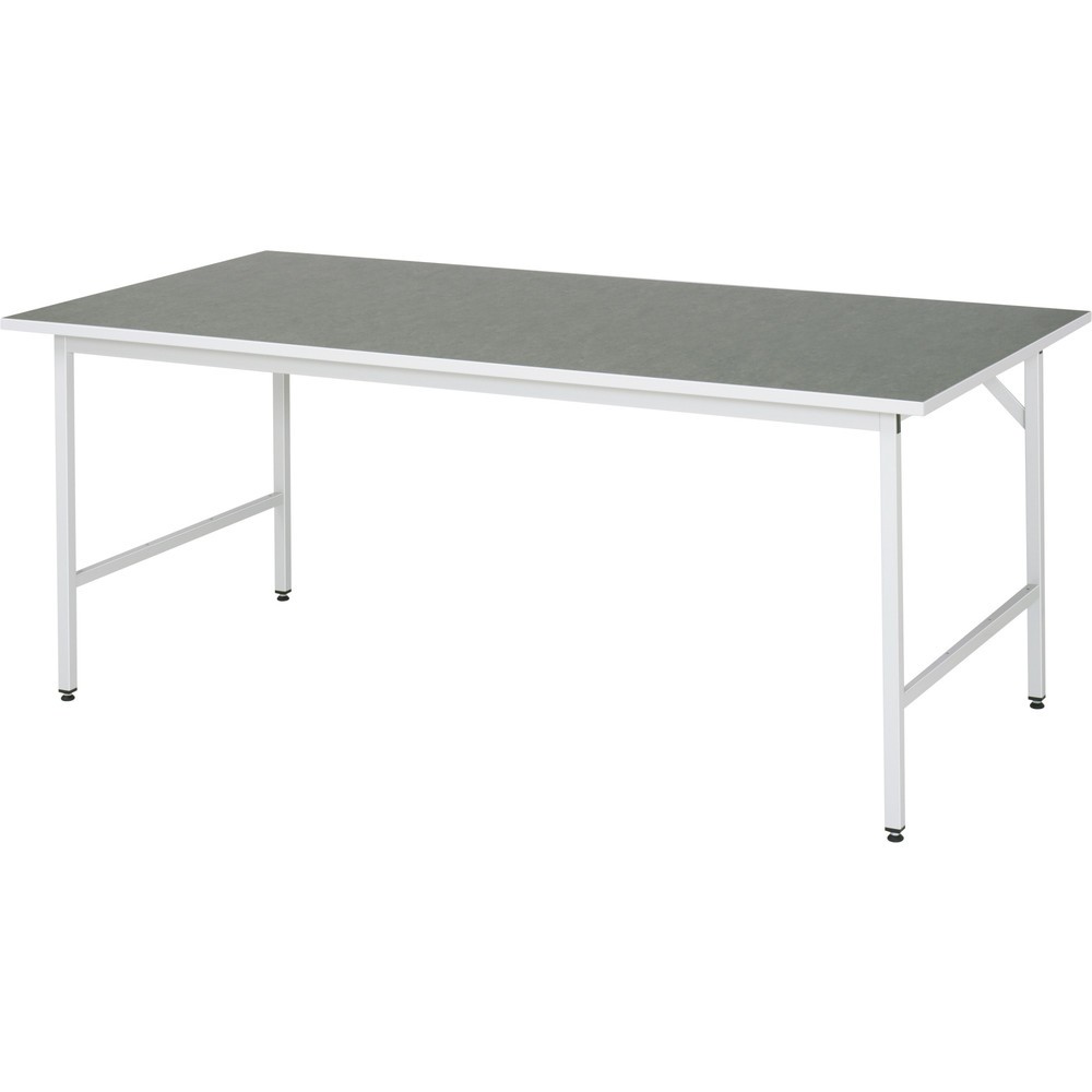 Illustration du produit: RAU Établi réglable en hauteur série JERRY, HxlxP 800-850 x 2 500 x 1 000 mm, Plan de travail avec revêtement universel / linoléum