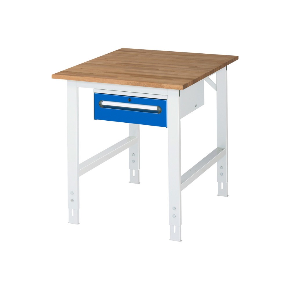 Produktabbildung Nr. 1: RAU Établi réglable en hauteur série TOM, HxlxP 760-1 080 x 750 x 1 000 mm, 1 tiroir, Plan de travail en hêtre massif