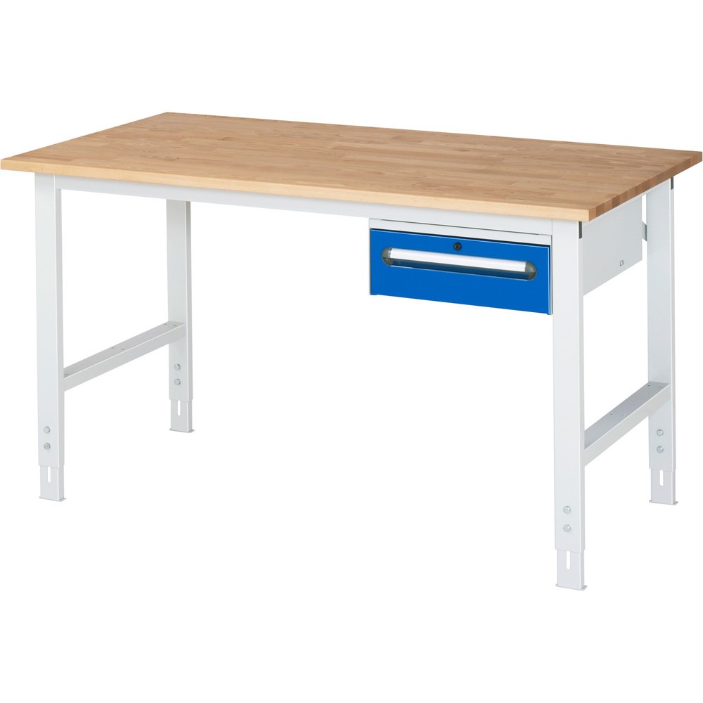 Produktabbildung Nr. 1: RAU Établi réglable en hauteur série TOM, HxlxP 760-1 080 x 1 500 x 800 mm, 1 tiroir, Plan de travail en hêtre massif