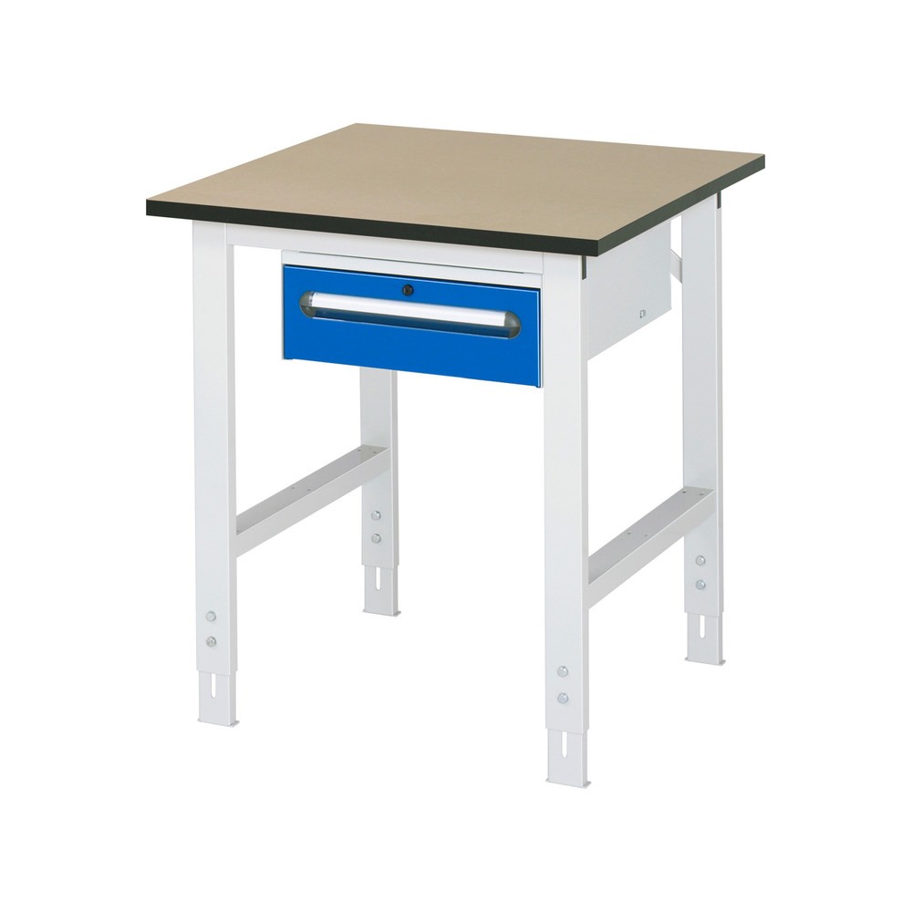 Illustration du produit: RAU Table de travail réglable en hauteur Série TOM, HxlxP 760-1 080 x 750 x 800 mm, 1 tiroir, plan de travail en MDF