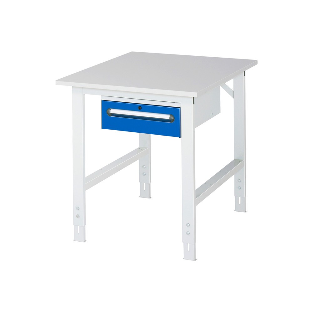 RAU Table de travail réglable en hauteur Série TOM, HxlxP 760-1 080 x 750 x 1 000 mm, 1 tiroir, plan de travail avec revêtement en mélamine N° de l'image du produit 1 : RAU Table de travail réglable en hauteur Série TOM, HxlxP 760-1 080 x 750 x 1 000 mm, 1 tiroir, plan de travail avec revêtement en mélamine