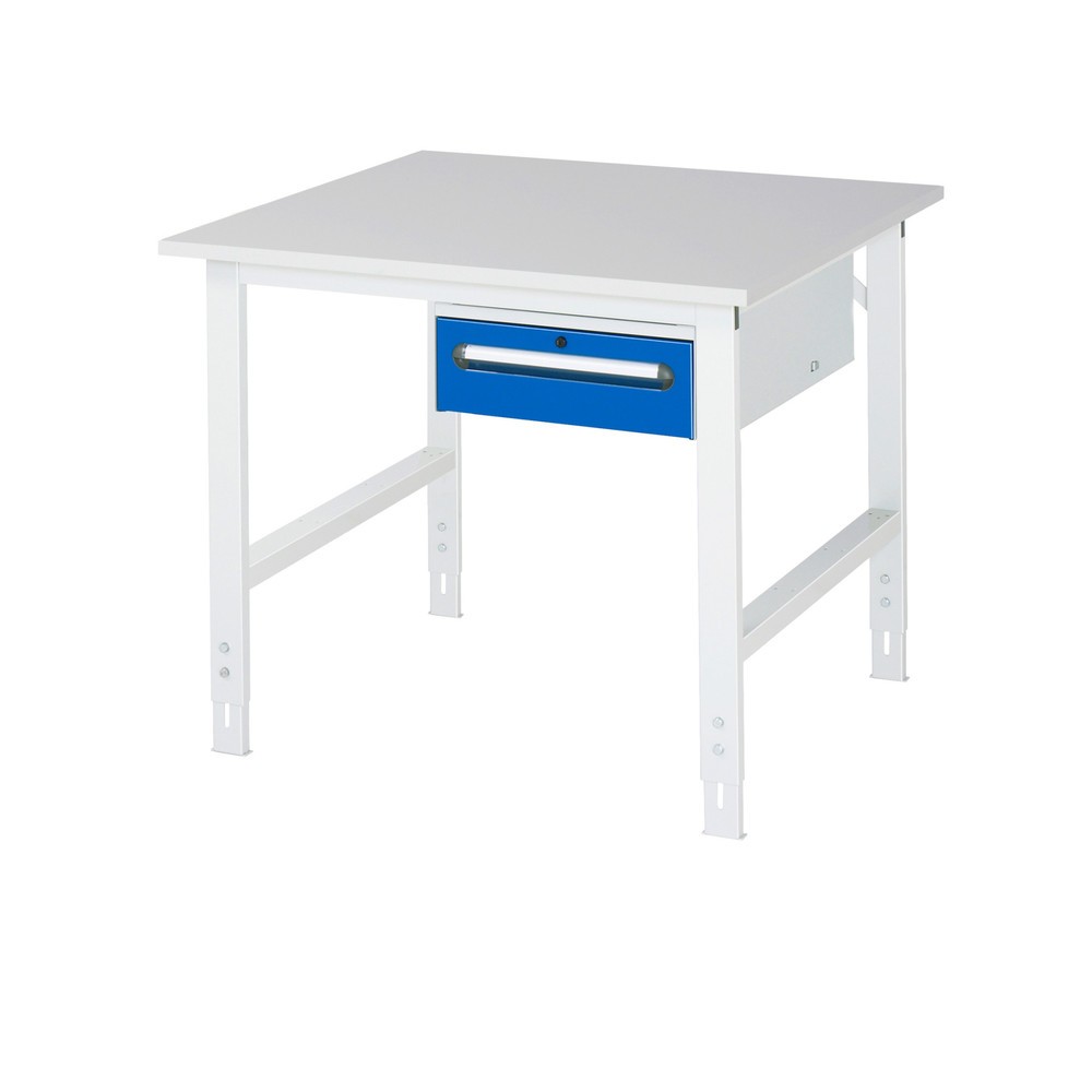 Produktabbildung Nr. 1: RAU Table de travail réglable en hauteur Série TOM, HxlxP 760-1 080 x 1 000 x 1 000 mm, 1 tiroir, plan de travail avec revêtement en mélamine