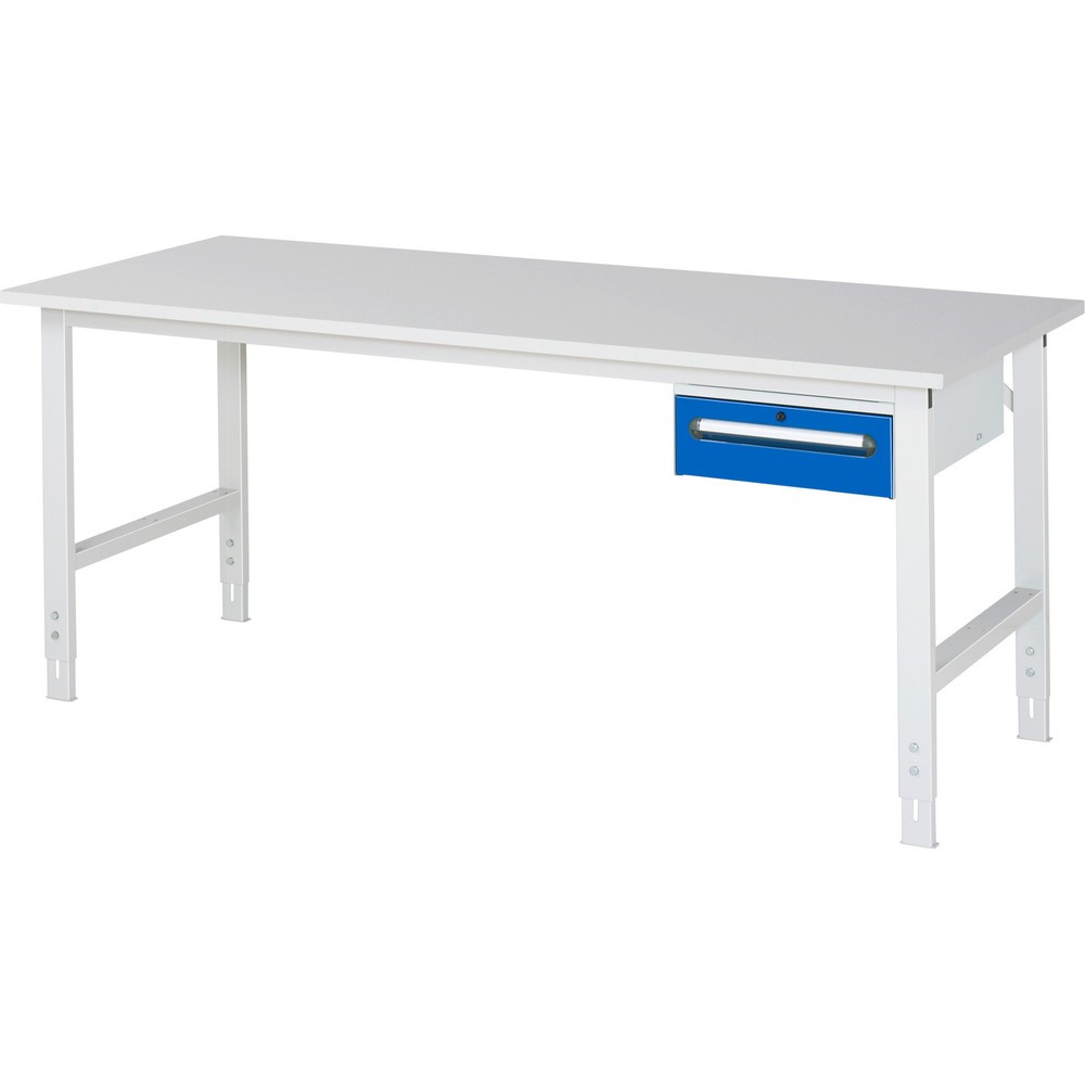Produktabbildung Nr. 1: RAU Table de travail réglable en hauteur Série TOM, HxlxP 760-1 080 x 2 500 x 800 mm, 1 tiroir, plan de travail avec revêtement en mélamine