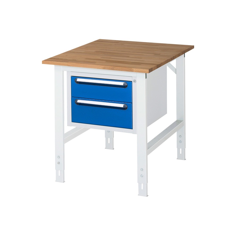 Produktabbildung Nr. 1: RAU Établi réglable en hauteur série TOM, HxlxP 760-1 080 x 750 x 1 000 mm, 2 tiroirs, Plan de travail en hêtre massif