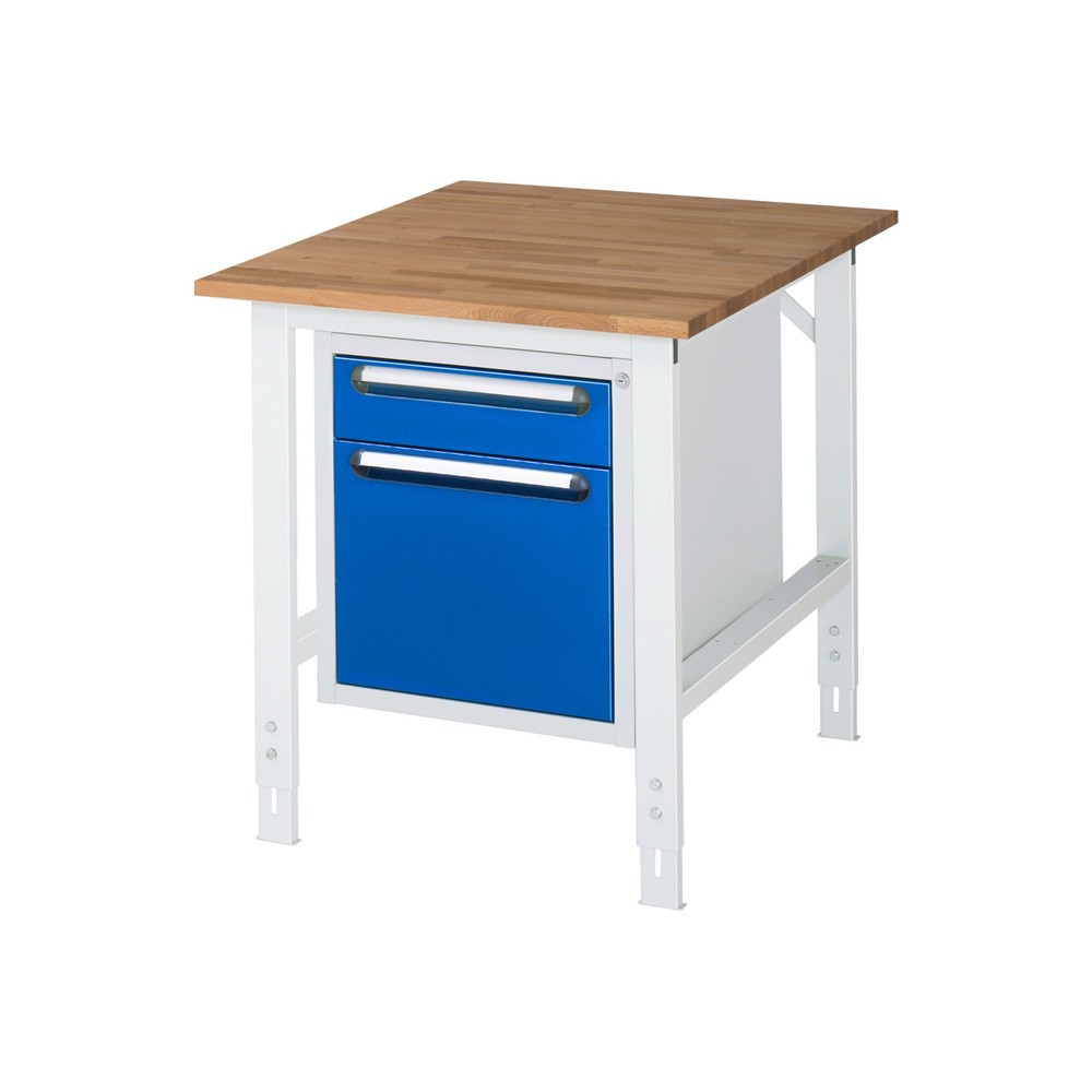 Produktabbildung Nr. 1: RAU Établi réglable en hauteur série TOM, HxlxP 760-1 080 x 750 x 1 000 mm, 2 tiroirs, Plan de travail en hêtre massif
