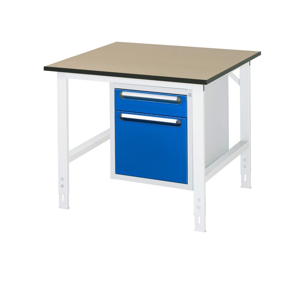 Produktabbildung Nr. 1: RAU Établi réglable en hauteur série TOM, HxlxP 760-1 080 x 1 000 x 1 000 mm, 2 tiroirs, Plan de travail en MDF