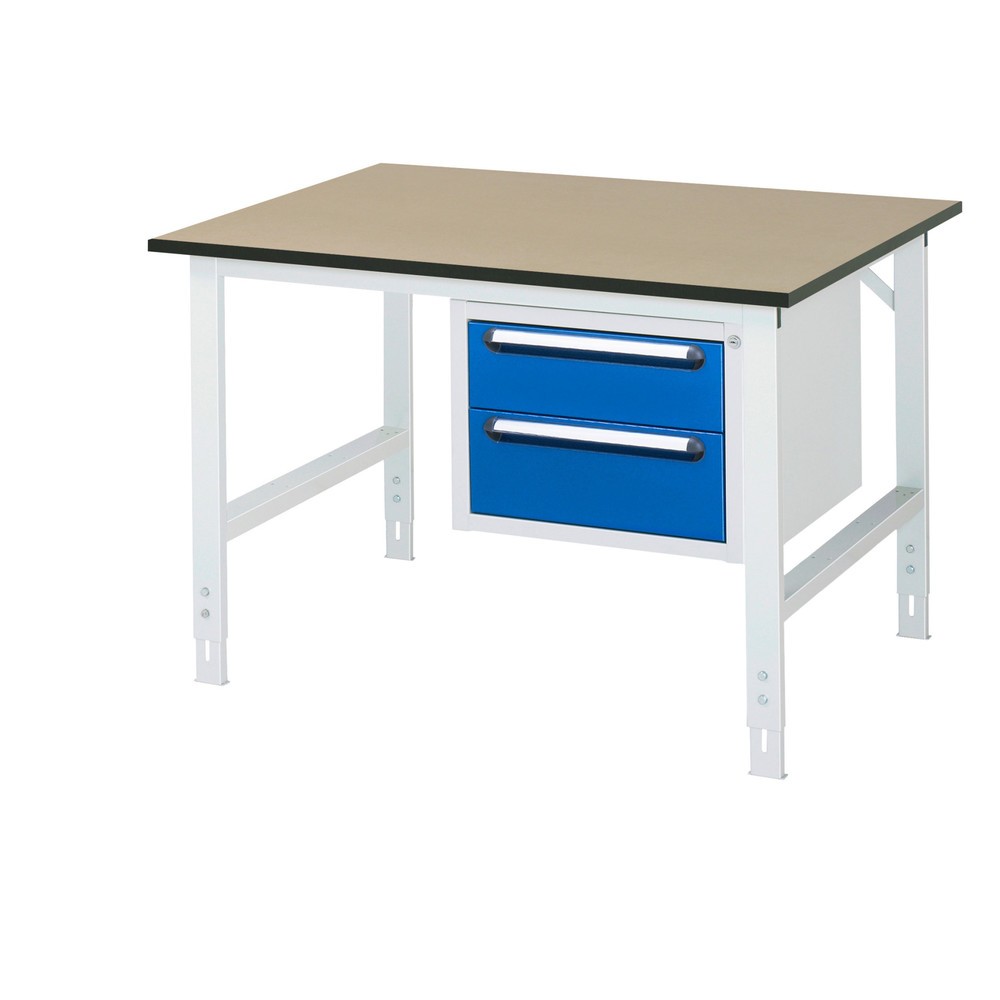 Produktabbildung Nr. 1: RAU Établi réglable en hauteur série TOM, HxlxP 760-1 080 x 1 250 x 1 000 mm, 2 tiroirs, Plan de travail en MDF