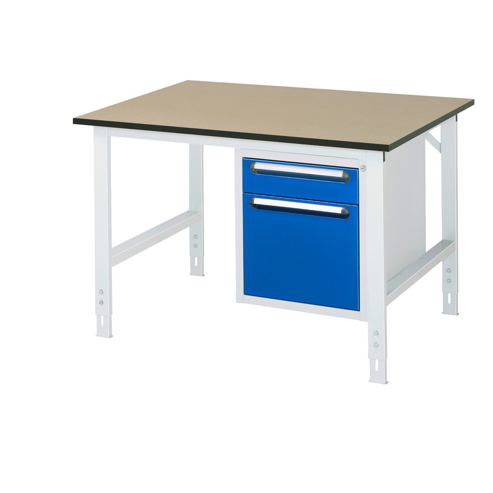 Produktabbildung Nr. 1: RAU Établi réglable en hauteur série TOM, HxlxP 760-1 080 x 1 250 x 1 000 mm, 2 tiroirs, Plan de travail en MDF