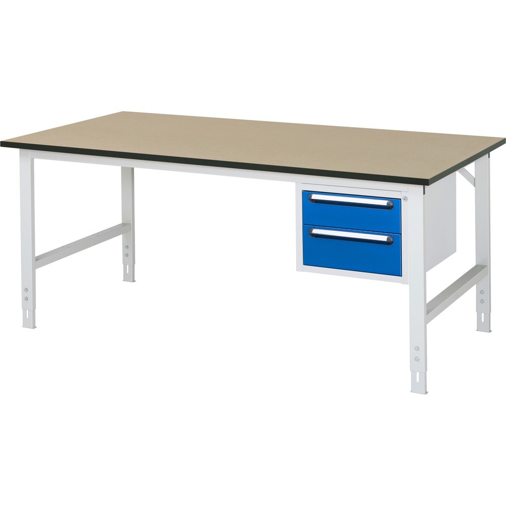 Produktabbildung Nr. 1: RAU Table de travail réglable en hauteur Série TOM, HxlxP 760-1 080 x 2 500 x 1 000 mm, 2 tiroirs, plan de travail en MDF