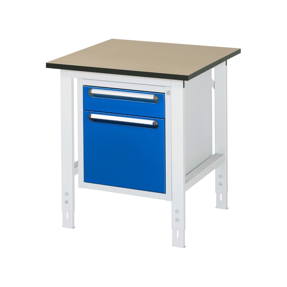 Produktabbildung Nr. 1: RAU Table de travail réglable en hauteur Série TOM, HxlxP 760-1 080 x 750 x 800 mm, 2 tiroirs, plan de travail en MDF