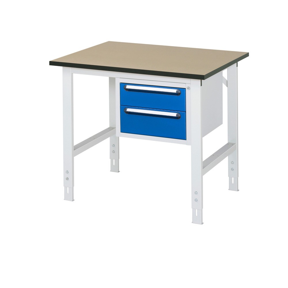 Produktabbildung Nr. 1: RAU Table de travail réglable en hauteur Série TOM, HxlxP 760-1 080 x 1 000 x 800 mm, 2 tiroirs, plan de travail en MDF