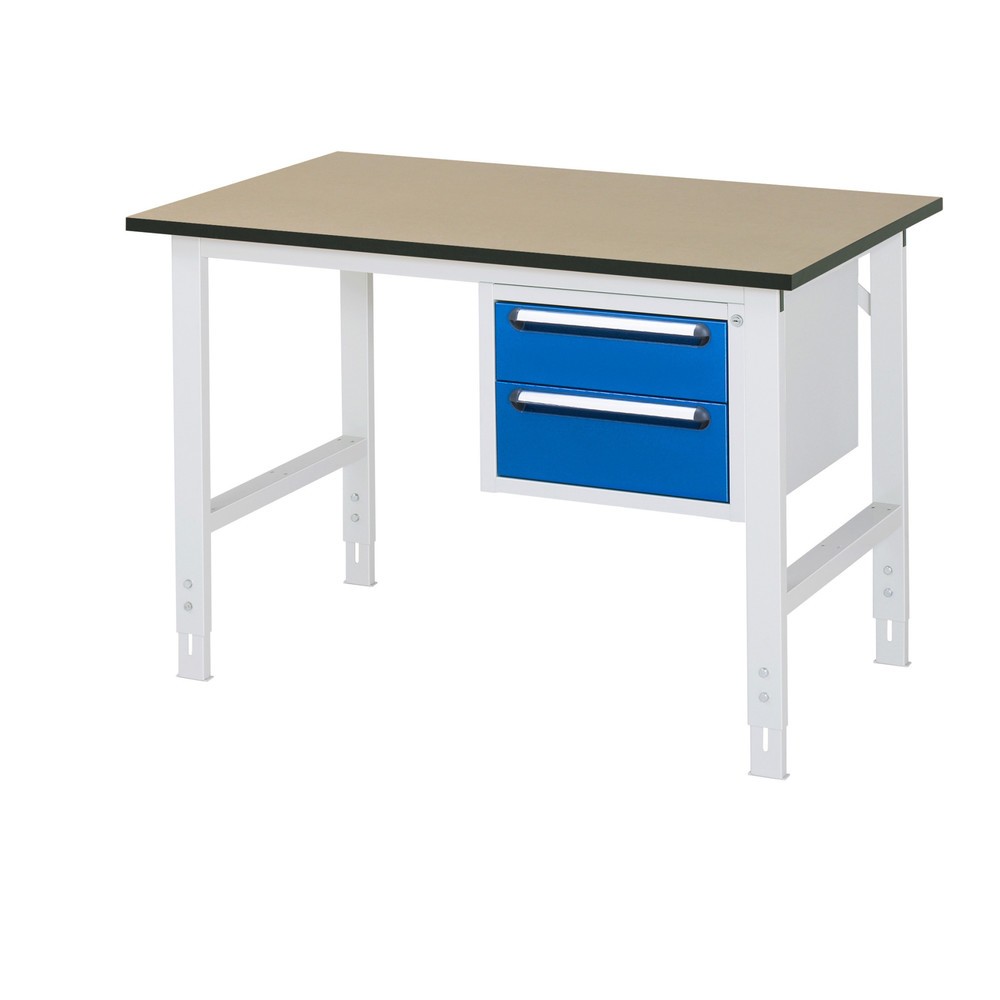 Produktabbildung Nr. 1: RAU Table de travail réglable en hauteur Série TOM, HxlxP 760-1 080 x 1 250 x 800 mm, 2 tiroirs, plan de travail en MDF