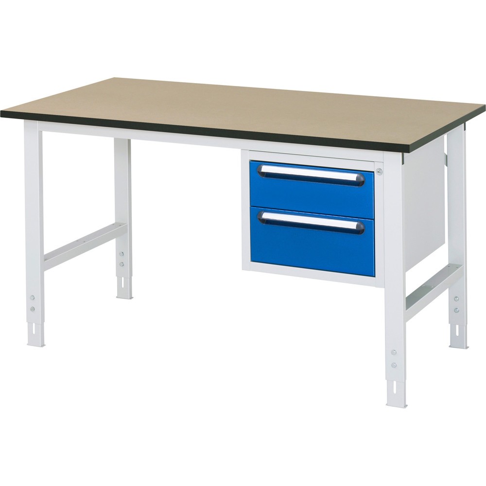 Produktabbildung Nr. 1: RAU Table de travail réglable en hauteur Série TOM, HxlxP 760-1 080 x 1 500 x 800 mm, 2 tiroirs, plan de travail en MDF