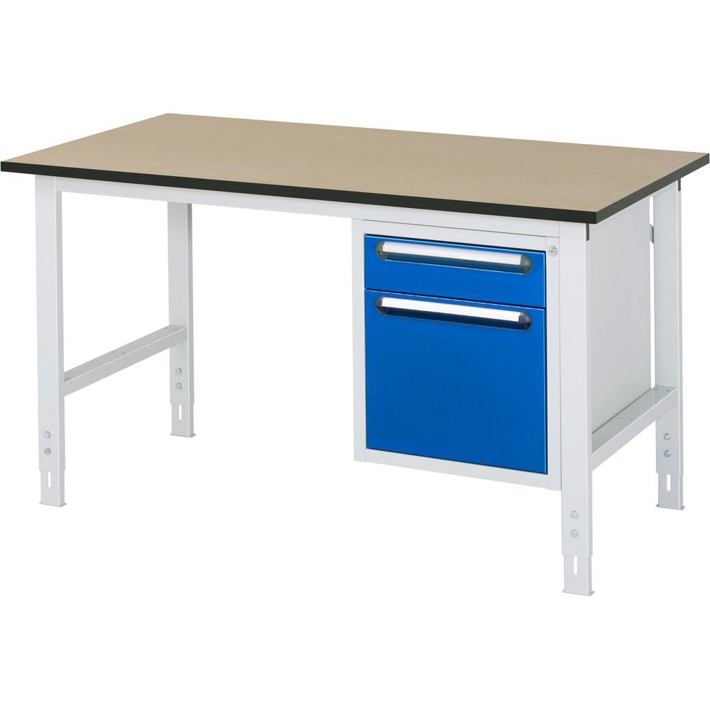 Produktabbildung Nr. 1: RAU Table de travail réglable en hauteur Série TOM, HxlxP 760-1 080 x 1 500 x 800 mm, 2 tiroirs, plan de travail en MDF