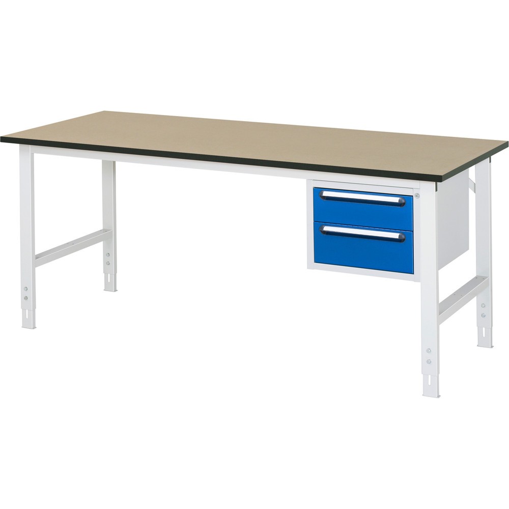 Produktabbildung Nr. 1: RAU Table de travail réglable en hauteur Série TOM, HxlxP 760-1 080 x 2 500 x 800 mm, 2 tiroirs, plan de travail en MDF